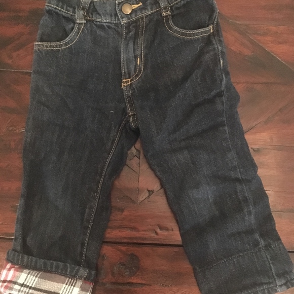 Gymboree Jeans with Plaid Flannel Cuff, 18-24m - Picture 1 of 3
